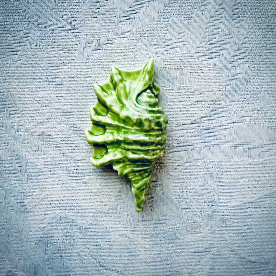 Green Ceramic Shell, Hand Painted Art Tile, Seascape Mosaic Supply | Etsy (US)