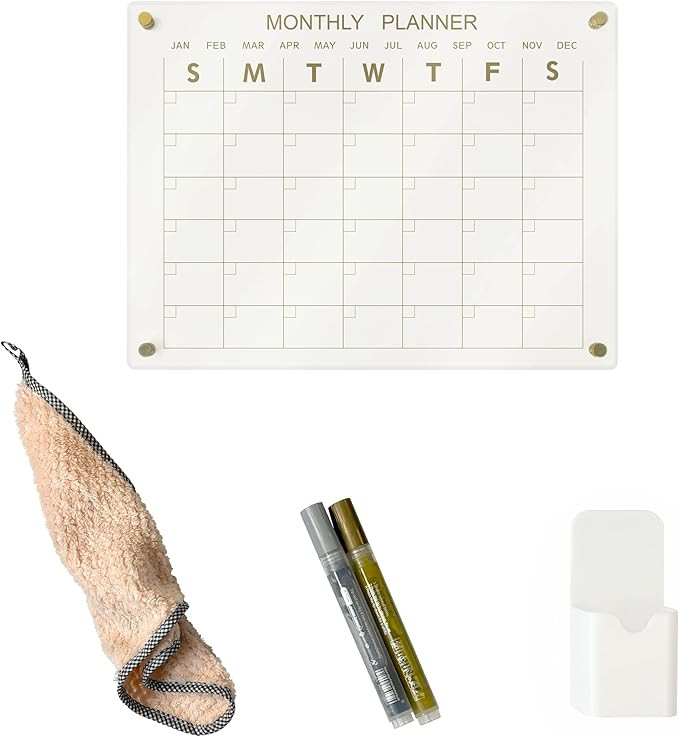 SIMPLY STATIONARY - Acrylic Calendar For Fridge 16 x 12 - New Gold Color Upgraded Stronger Magnet... | Amazon (US)