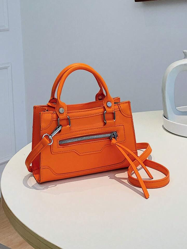 Oranje Elegant Minimalistische stijl Rits Grote capaciteit Crossbody & Handtas Voor vrouwen, Gesc... | SHEIN