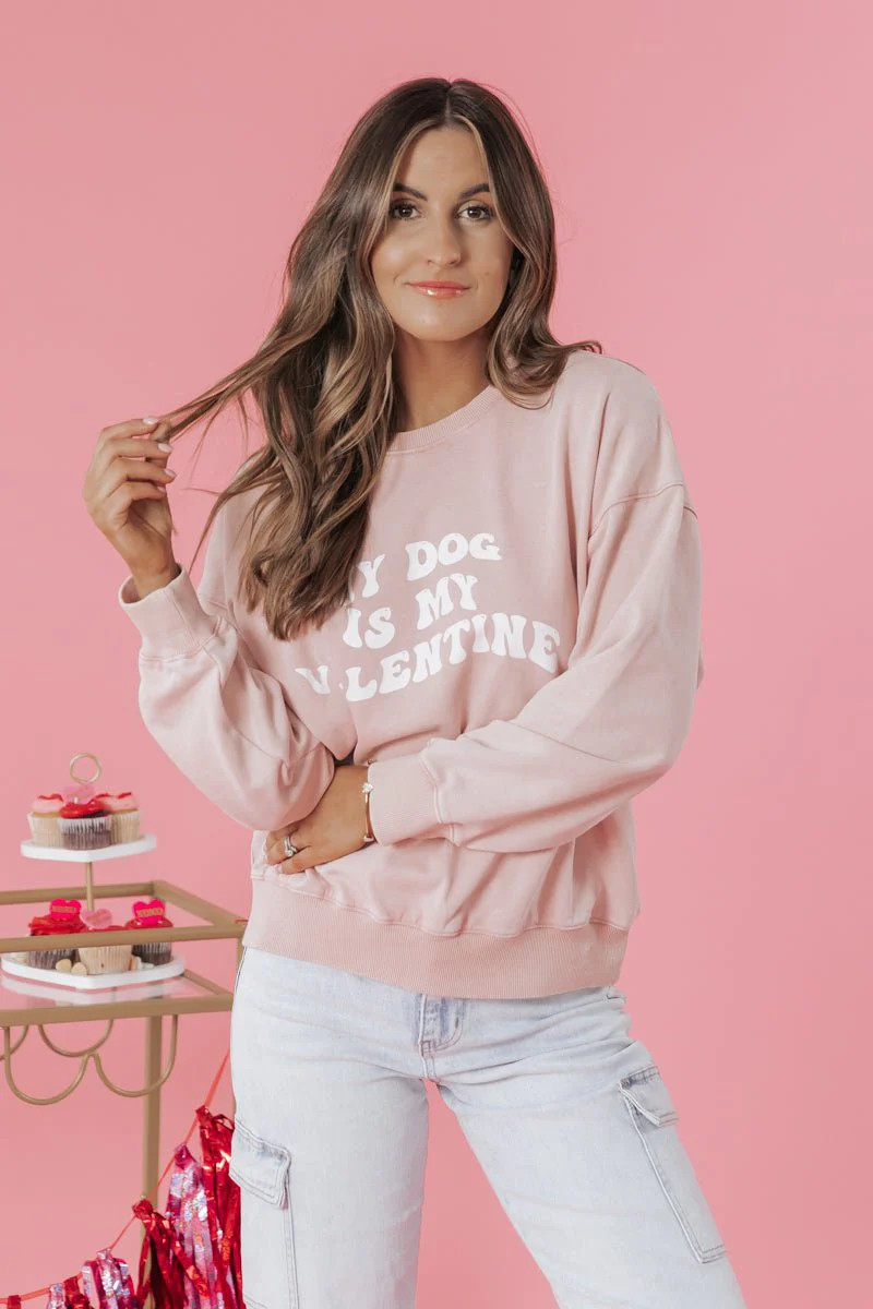 Mauve My Dog Is My Valentine Sweatshirt | Magnolia Boutique