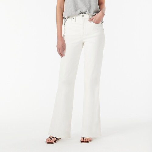 High-rise full-length flare jean in white | J. Crew US