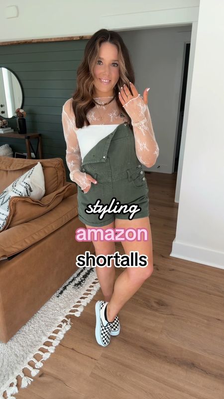 Summer Outfit Inspo 🤍 love these green overalls for summer! they come in a ton of color options too 👏🏼 I sized down one since I think they run a little big! 

Lace Top — xs
Tube Top — small
Overalls — xs

platform checkered vans slip on sneakers | free people inspired lace top | white lace long sleeve top | casual running errands outfit | spring fashion | summer fashion | shortalls outfit | overalls outfit | olive green overalls | army green overalls | brunch outfit ideas 



#LTKFindsUnder50 #LTKShoeCrush #LTKFindsUnder100
