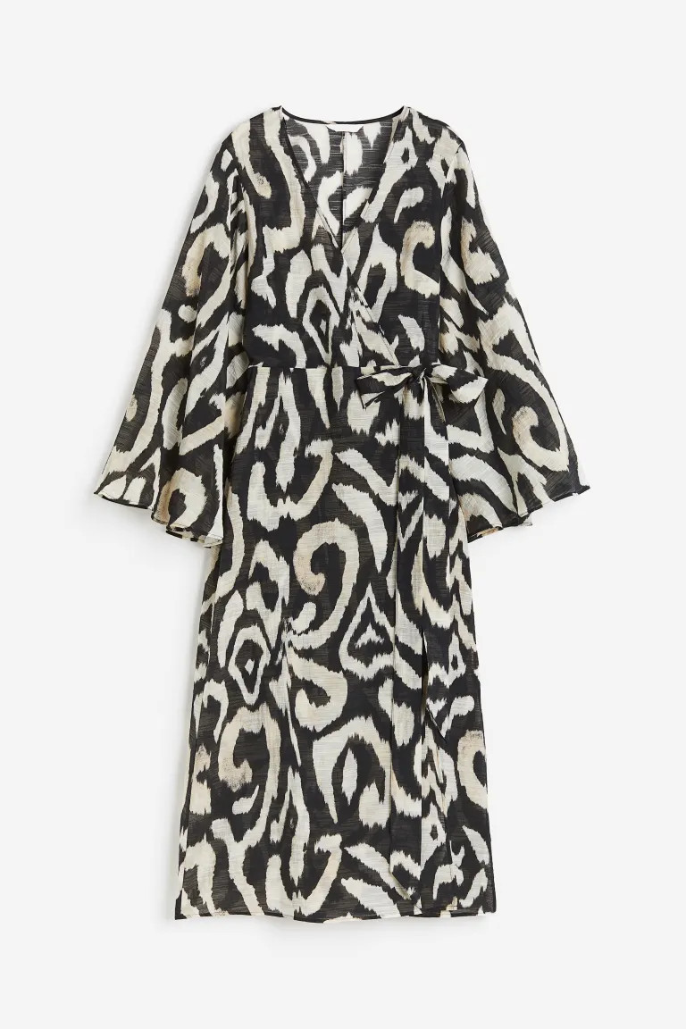 Long Wrap Dress - Black/patterned - Ladies | H&M US | H&M (US + CA)