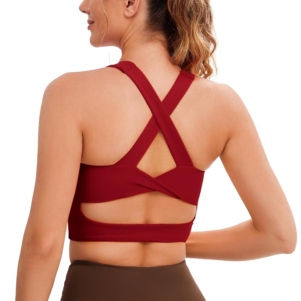 Sports Bras for Women Criss-Cross Back Padded Workout Tank Tops Medium Support Crop Tops for Wome... | Amazon (US)