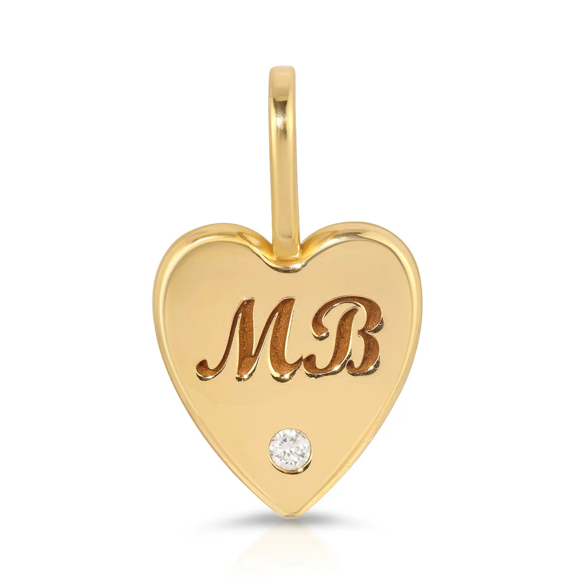 Engraved Heart Charm | 14k Gold | Maya Brenner | Maya Brenner
