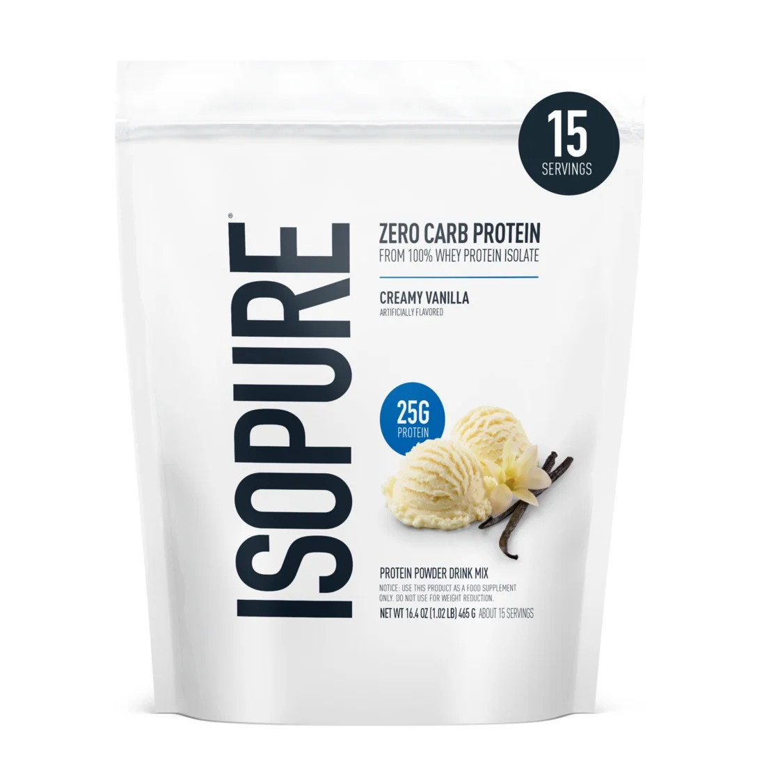 Isopure Zero Carb 100% Whey Protein Isolate Powder, Creamy Vanilla, 25g Protein, 15 Servings | Walmart (US)