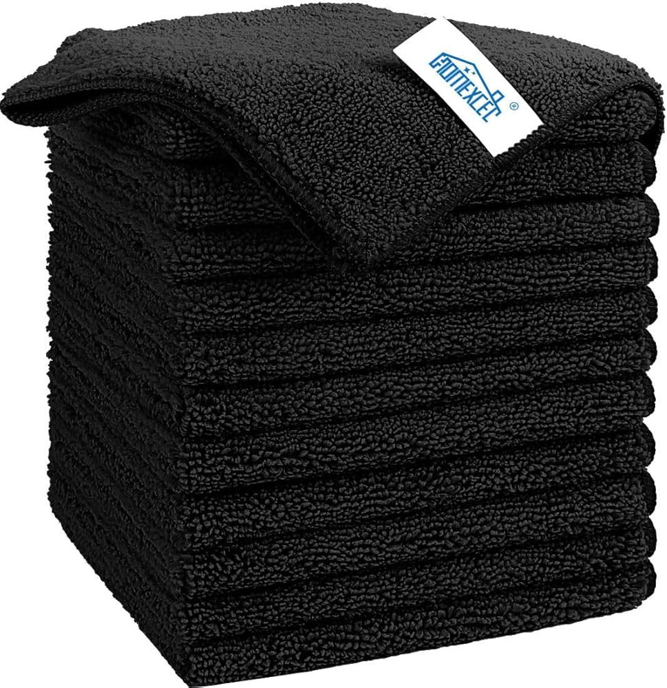 HOMEXCEL Black Microfiber Cleaning Cloth, 12 Pack Premium Microfiber Towels for Cars, Lint Free, ... | Amazon (US)