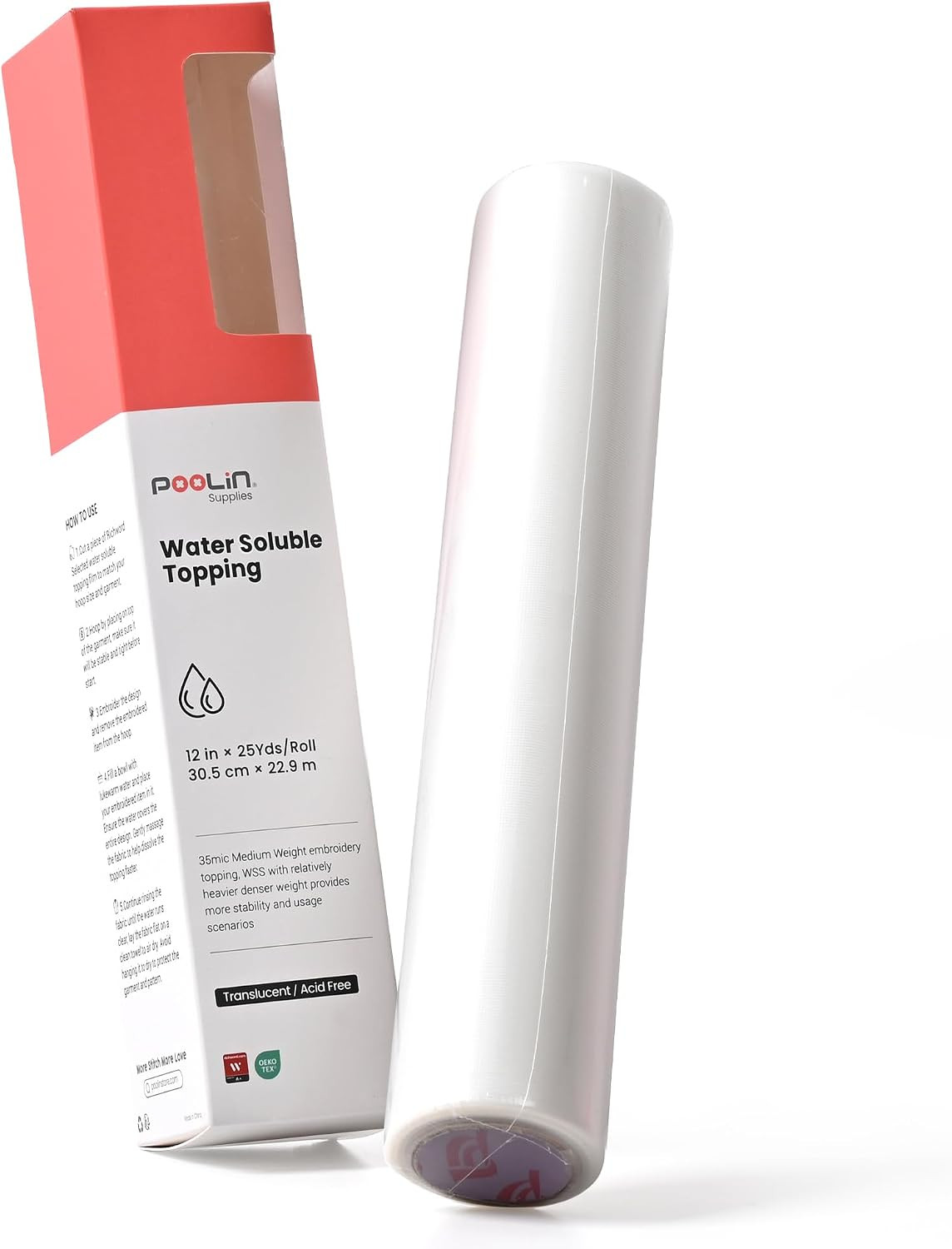 Poolin Water Soluble Stabilizer for Embroidery Topping Film, 12" x 25 yd | Amazon (US)