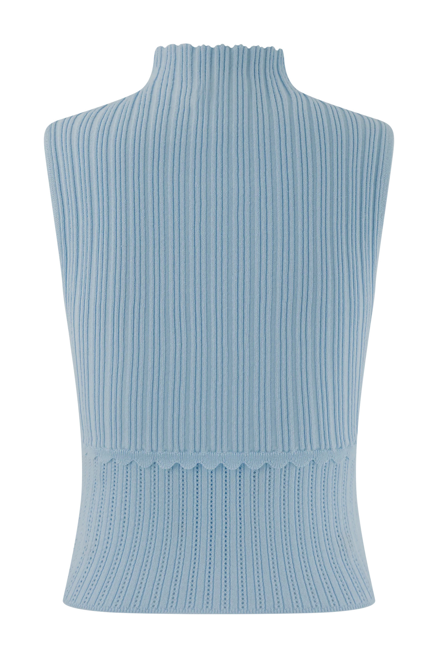 Indy Pointelle Knit Top - Cornflower Blue | Meshki UK