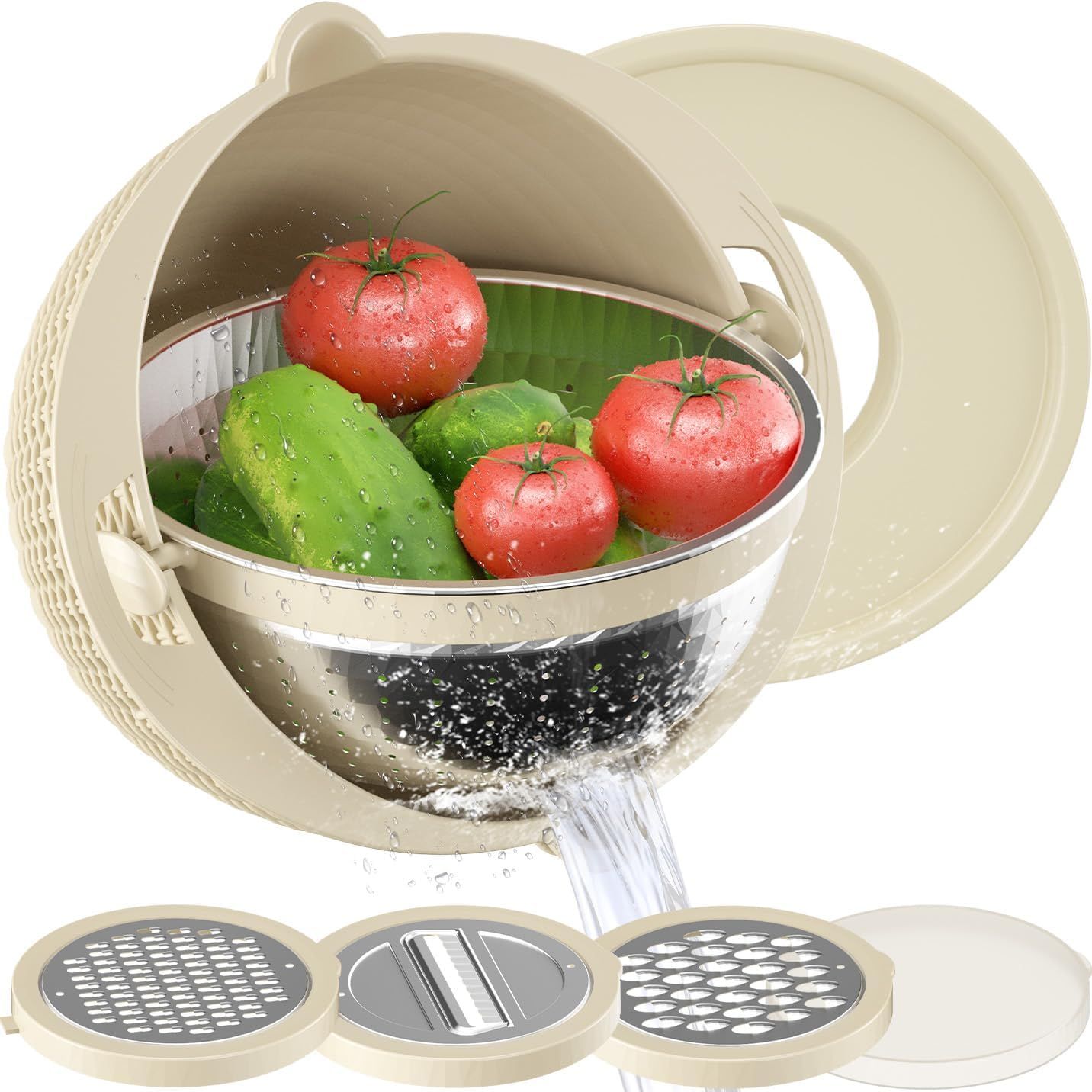 4-1 Colander with Mixing Bowl Set - for Kitchen, Food, Pasta And Rice Strainer, Fruit Cleaner, Ve... | Amazon (US)