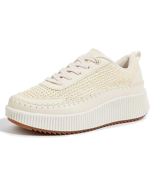 LUCKY STEP Women's Platform Sneakers Rhinestone Fashion Chunky Casual Sparkly Retro Braided Walki... | Amazon (US)