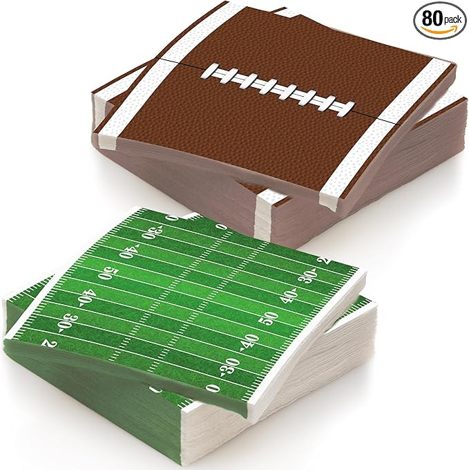 ArtCreativity 80 Pack Football Field Napkins - Set of 80 - Football Napkin Table Party Decor Supp... | Amazon (US)
