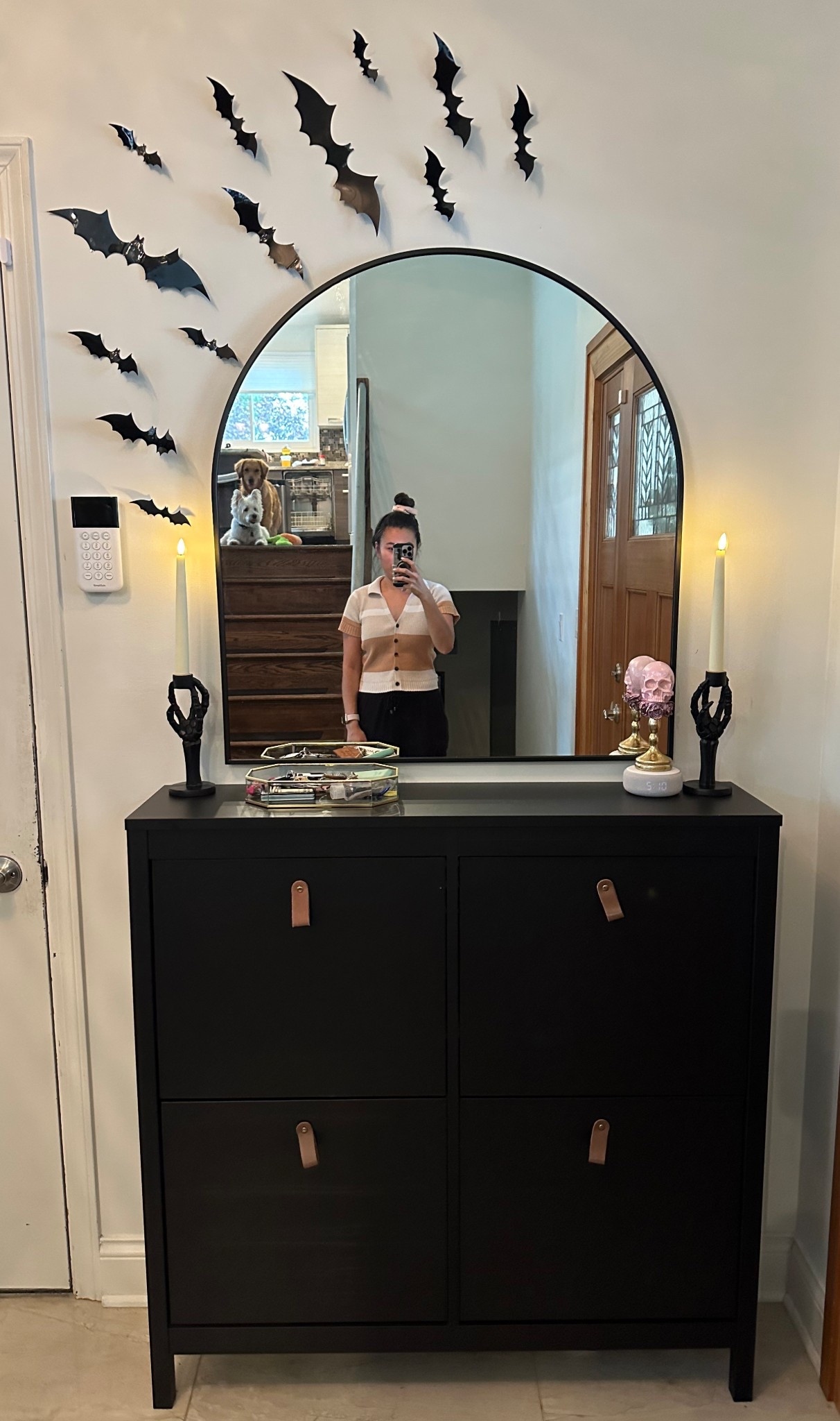 A little Halloween decor when you walk in the front entryway. I also love these shoe storage cabinet. They are great for the entryway or even the hallway. 

#LTKFindsUnder50 #LTKHome #LTKHalloween