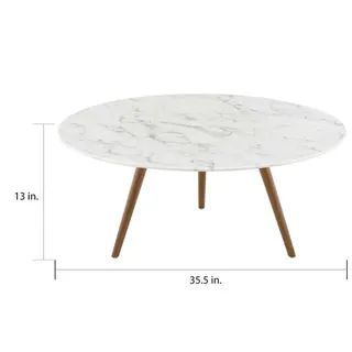 Carson Carrington Bata Round Artificial Marble Coffee Table (Walnut White) | Bed Bath & Beyond