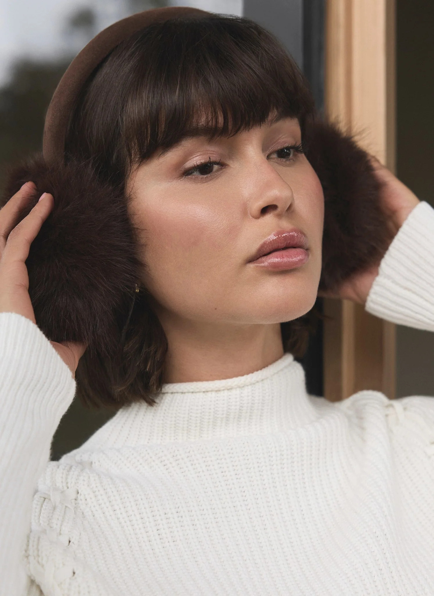 Brown Faux Fur Earmuffs | Mint Velvet