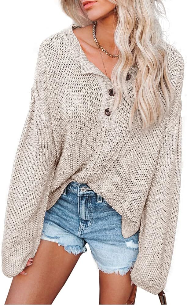 VIMPUNEC Oversized Tunic Sweaters for Women Cable Knit Pullover Sweater with Batwing | Amazon (US)
