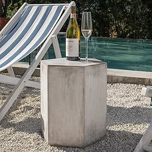 COSIEST Concrete Accent Table, Hexagon Patio Side Table 14.5''Wx16''H, Modular Design Indoor Outd... | Amazon (US)