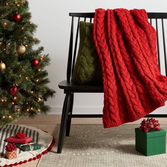 Solid Chunky Cable Knit Throw Blanket | Target