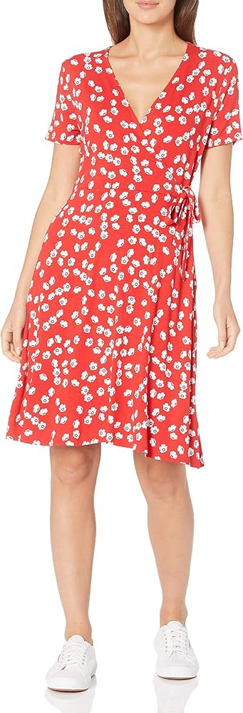 Amazon Essentials Women's Cap-Sleeve Faux-Wrap Dress | Amazon (US)