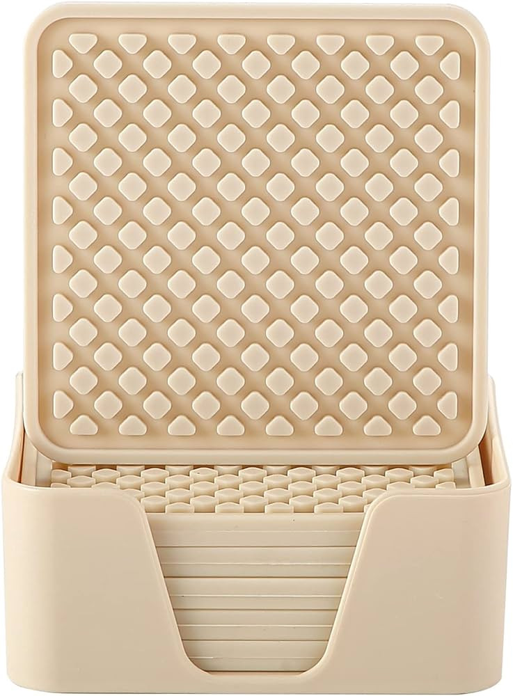 Colinda Silicone Drink Coasters with Holder, Set of 6, for Tabletop Protection and Office Desk, C... | Amazon (US)