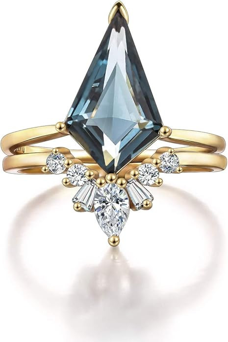 LAZLUVU Women Crystal Stackable Rings Set 3A Cubic Zirconia Eternity Engagement Blue Green Red St... | Amazon (US)