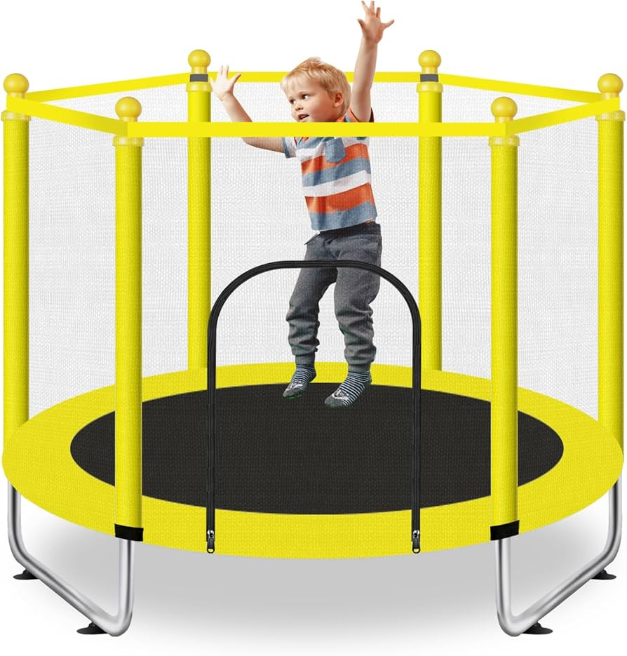 60" Toddler Trampoline for kids Ages 1-8, Indoor & Outdoor Kids Trampoline with Safety Enclosure ... | Amazon (US)