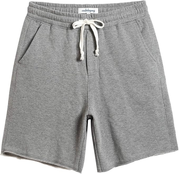 caloleyng Mens Cotton 8" Long Casual Lounge Fleece Shorts Pockets Jogger Athletic Workout Gym Swe... | Amazon (US)