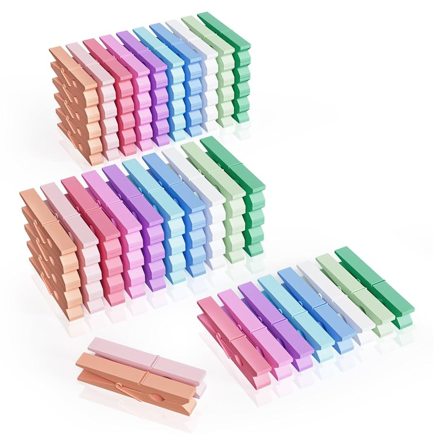 100Pcs Colored Clothespins Bulk, 2.9 Inch Clothes Pins Wooden for Crafts, Pastel Colorful Clothes... | Amazon (US)