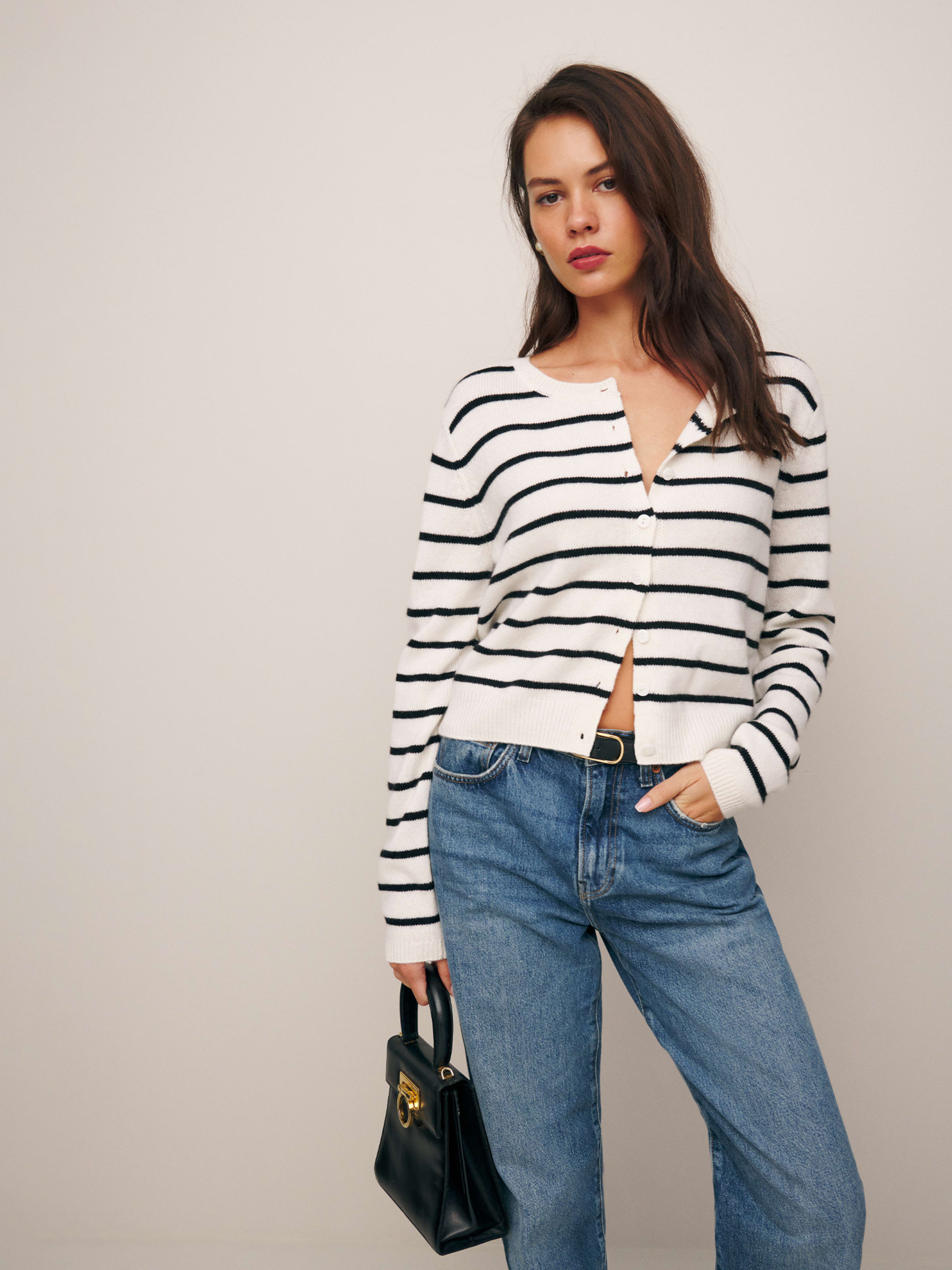 Clara Cashmere Crew Cardigan | Reformation (Global)