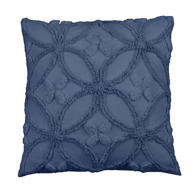 allen + roth Gary 18-in x 18-in Bijou Blue Faux Linen Indoor Decorative Pillow Lowes.com | Lowe's