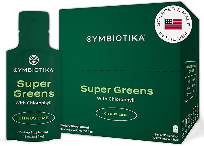 CYMBIOTIKA Super Greens Supplement with Chlorophyll, Spirulina, Daily Vegan Superfood Packets for... | Amazon (US)