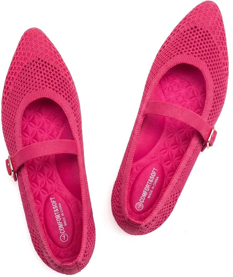 Frank Mully Women's Mesh Flats Mary Jane Shoes Pointed Toe Lightweight with Adjustable Instep Str... | Amazon (US)