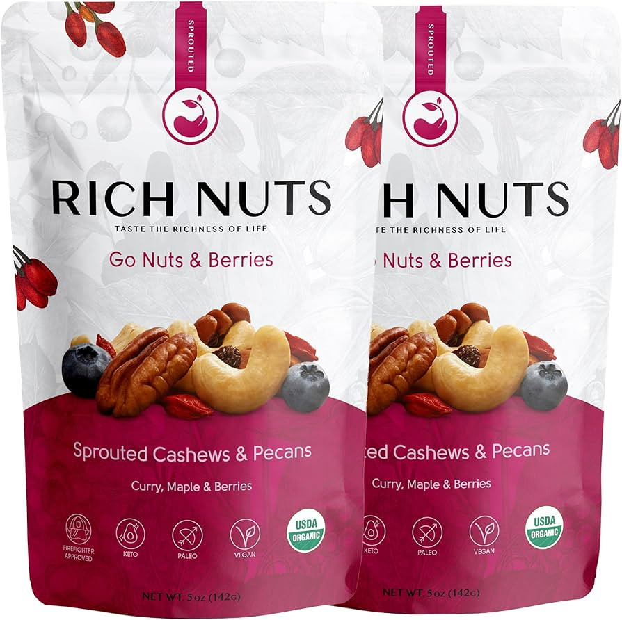 Rich Nuts Go Nuts & Berries Gourmet Sprouted Trail Mix | Includes Cashews, Pecans and Dried Berri... | Amazon (US)