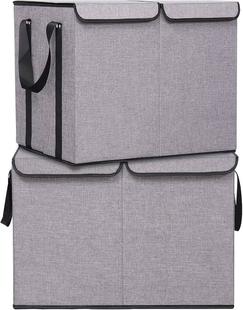 OUTBROS Large Storage Bin with Lids, 17.7 * 11.8 * 11.8 inch Collapsible Storage Boxes, Storage C... | Amazon (US)