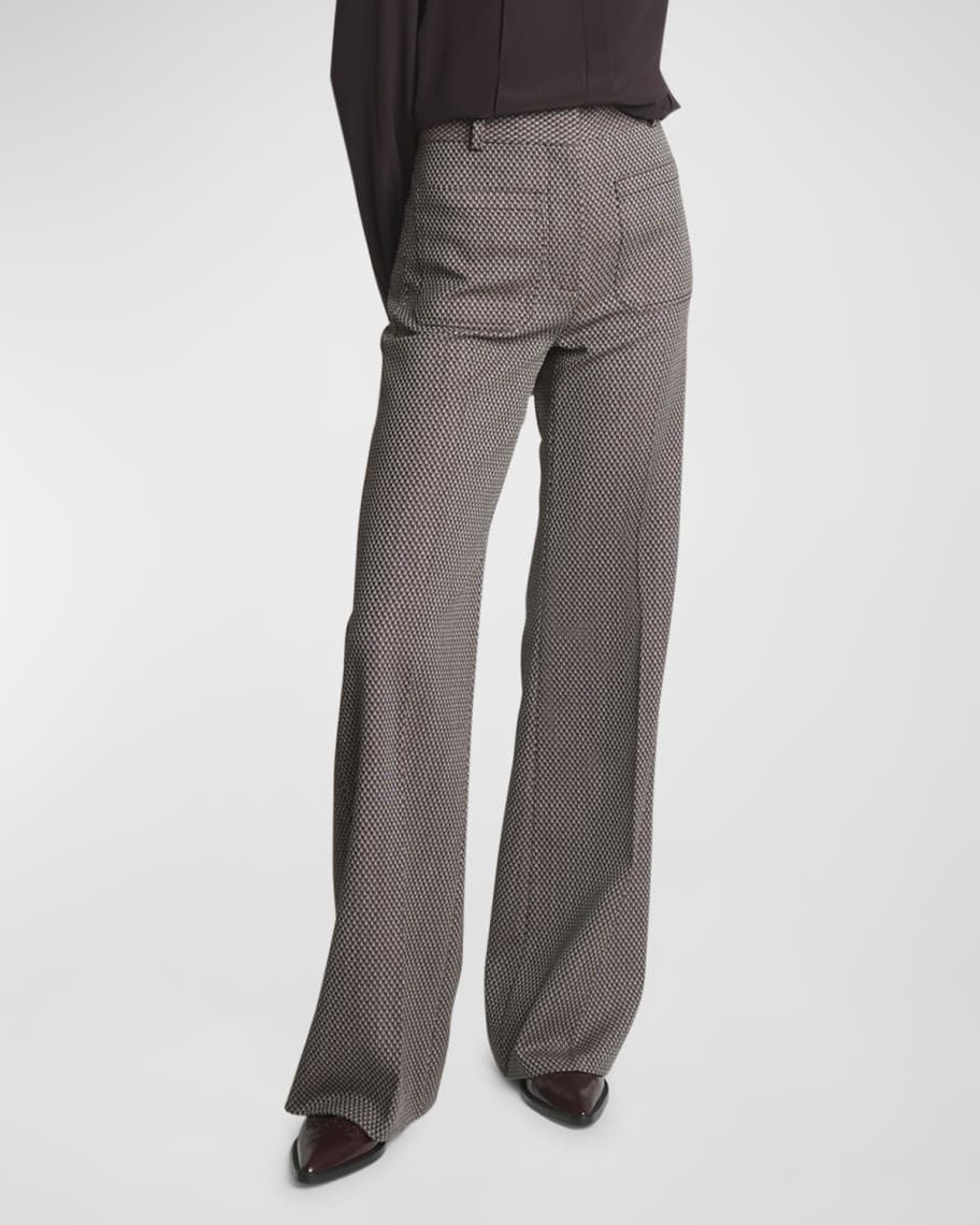 Alina Mid-Rise Straight-Leg Wool Trousers | Neiman Marcus