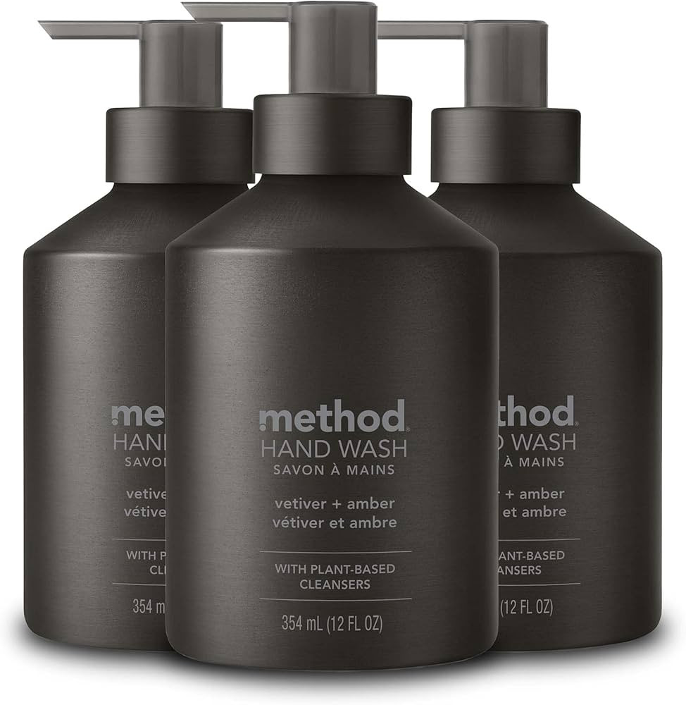 Method Gel Hand Soap, Vetiver + Amber, Reusable Black Aluminum Bottle, 12 oz (Pack of 3) | Amazon (US)