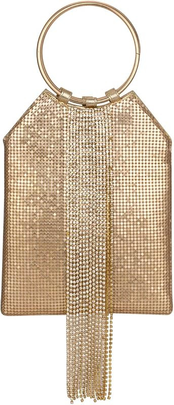 Wrist Handle Cocktail Party Wedding Evening Clutch Crystal Rhinestone Tassels Tote Handbag Metal ... | Amazon (US)