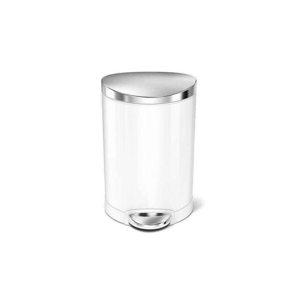 simplehuman 6L Stainless Steel Semi-Round Step Trash Can White | Target