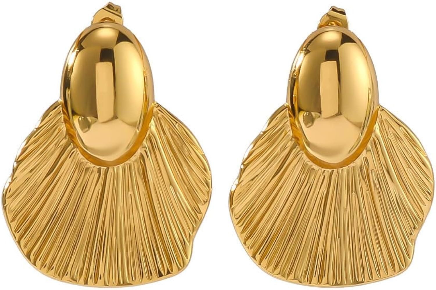 Shell Earring for Women Vintage Chunky Fan Shaped Earrings Irregular Geometric Sectored Dangle Ea... | Amazon (US)