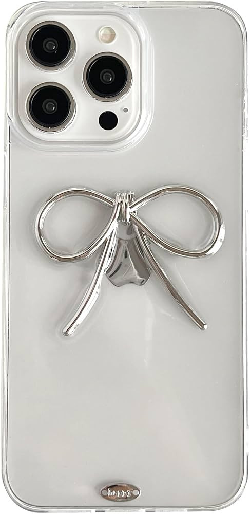 Simple 3D Bow Clear Soft Phone Case Compatible with iPhone Case (Silver,iPhone 12) | Amazon (US)