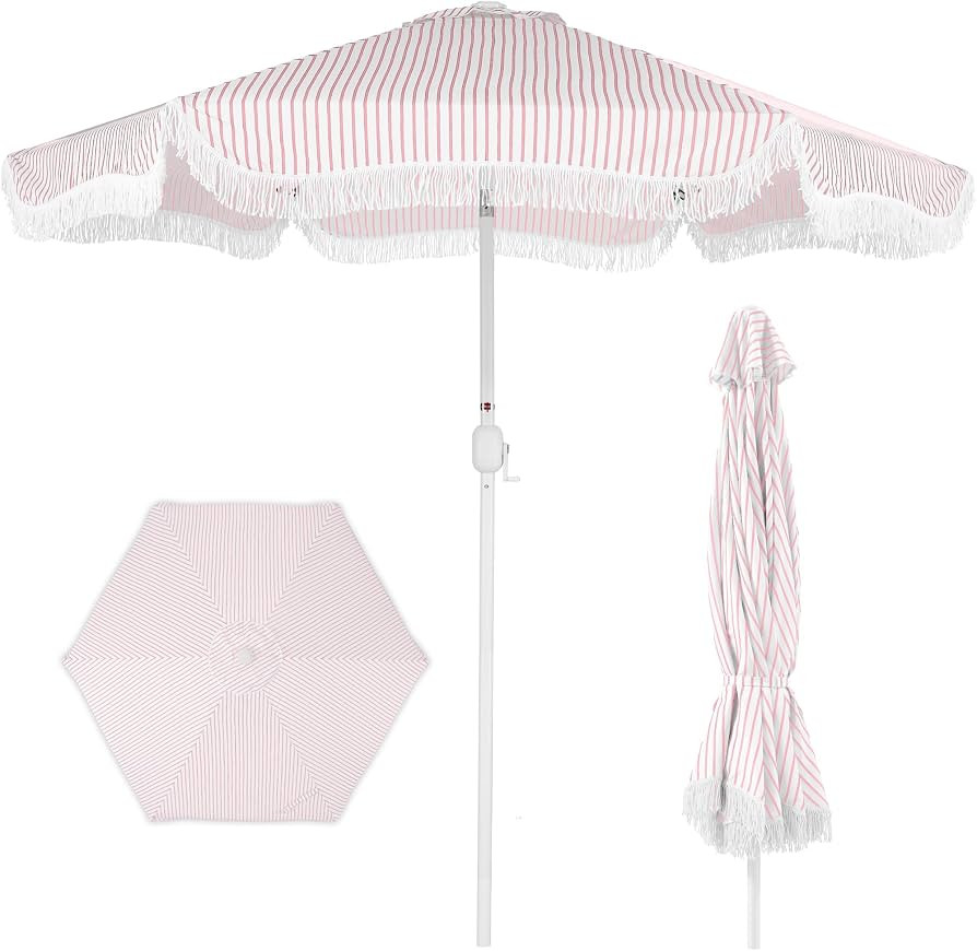 Best Choice Products 9ft Fringe Market Patio Umbrella \u2013 Outdoor Boho Tassel Sunshade for Tab... | Amazon (US)