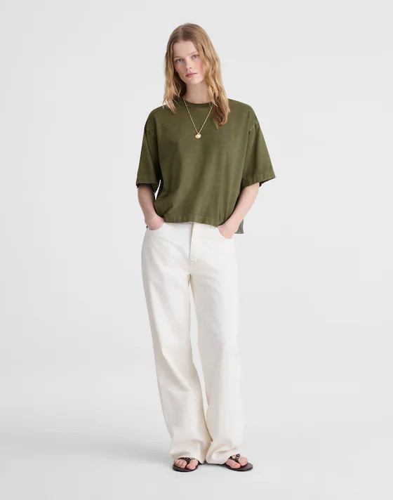 The Boxy Crop Tee in Allday Jersey | Madewell