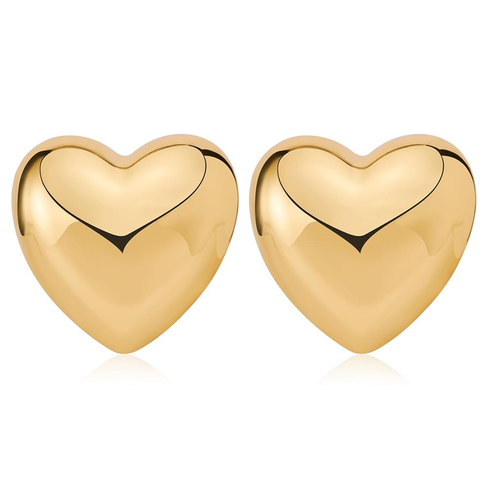 MUYAN Heart Stud Earrings for Women Love Heart Dainty Earrings Fashion Jewelry | Amazon (US)