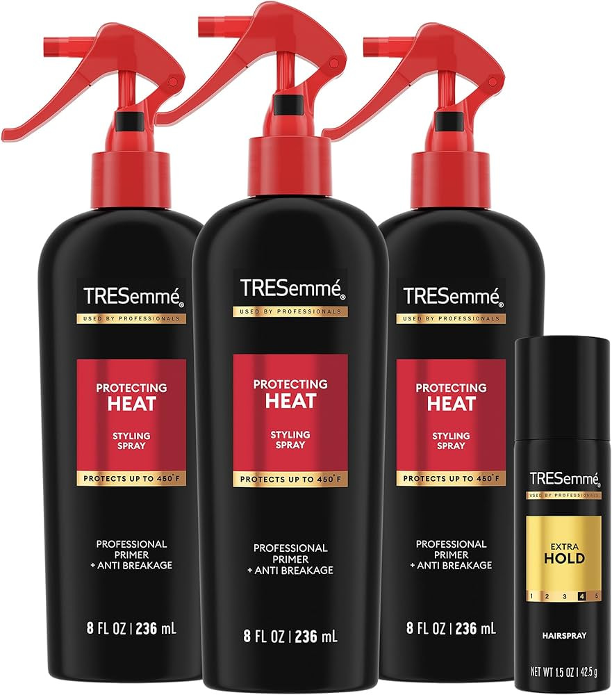 TRESemmé Protecting Heat Spray with Keratin, 3-Pack + Extra Hold Hairspray for Thermal Protectio... | Amazon (US)