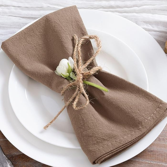 MLMC 8 Pack Nude Cloth Napkins Rustic Washable Cotton Linen Napkins Set of 8 17"x17" Reusable Bro... | Amazon (US)