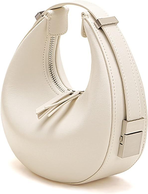 Leather Women Handbag Purses Half Moon Solid Color Shoulder Bags Wallet Zipper Crescent Hobos Und... | Amazon (US)