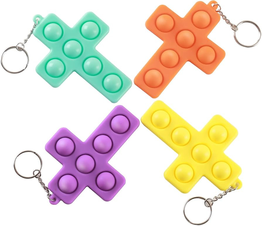 LIZAIOK 4 Pcs Mini Push pop Bubble Fidget Sensory Toys, Keychain Stress Relief Hand Toy, Anxiety ... | Amazon (US)