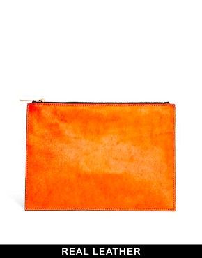 ASOS Leather Clutch Bag In Faux Pony | ASOS UK