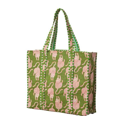 Verve Culture Quilted Feline Tote in Green at Nordstrom | Nordstrom