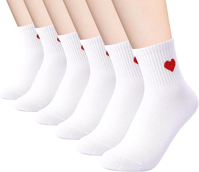 Jspupifip Women's Cute Ankle Crew Socks, 5/6 Pairs Novelty Fun Heart Casual Calf Sock, Cotton Ath... | Amazon (US)